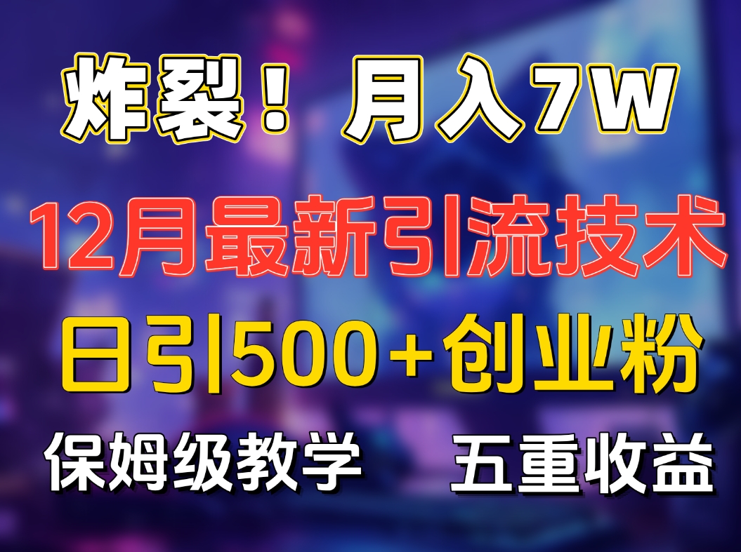 炸裂！月入7W+揭秘12月最新日引流500+精准创业粉，多重收益保姆级教学-资源智库