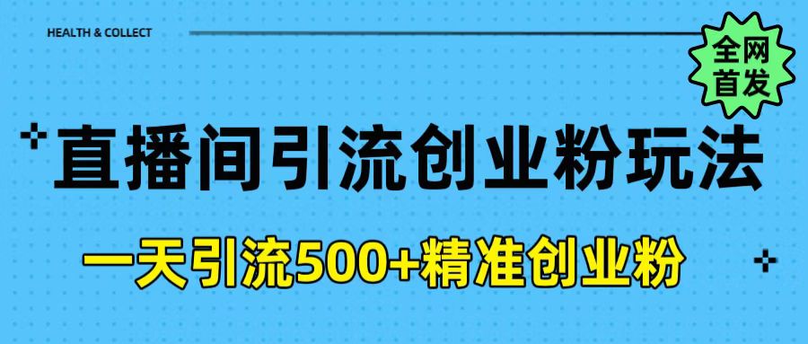 直播间引流创业粉玩法，一天轻松引流500+精准创业粉-资源智库