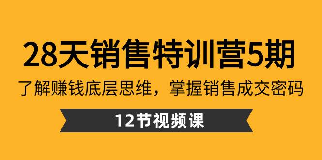 28天·销售特训营5期：了解赚钱底层思维，掌握销售成交密码（12节课）-资源智库