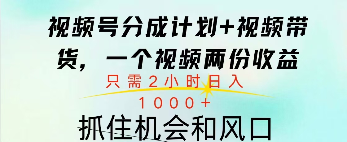 视频号橱窗带货， 10分钟一个视频， 2份收益，日入1000+-资源智库