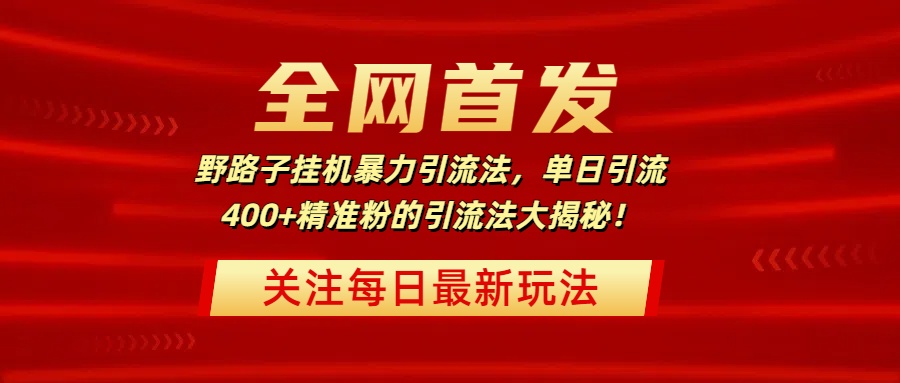 全网首发，野路子挂机暴力引流法，单日引流400+精准粉的引流法大揭秘！-资源智库