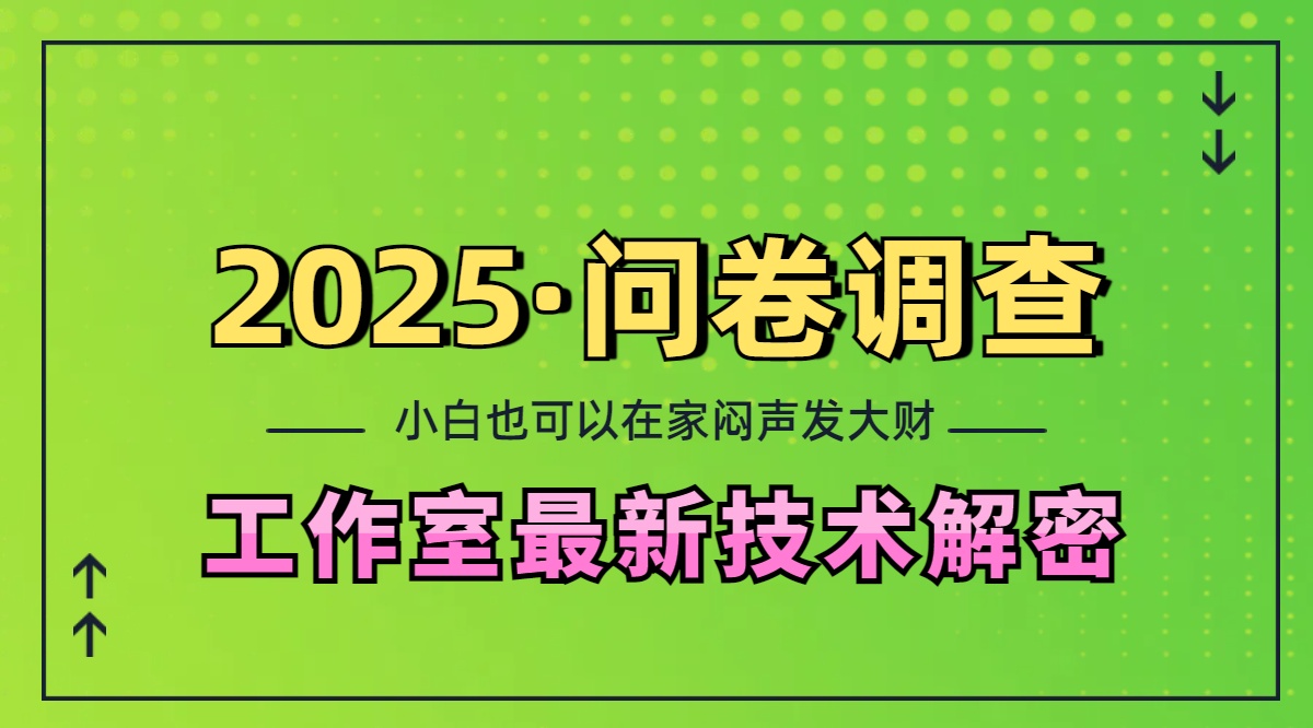 2025《问卷调查》最新工作室技术解密：一个人在家也可以闷声发大财，小白一天200+，可矩阵放大-资源智库