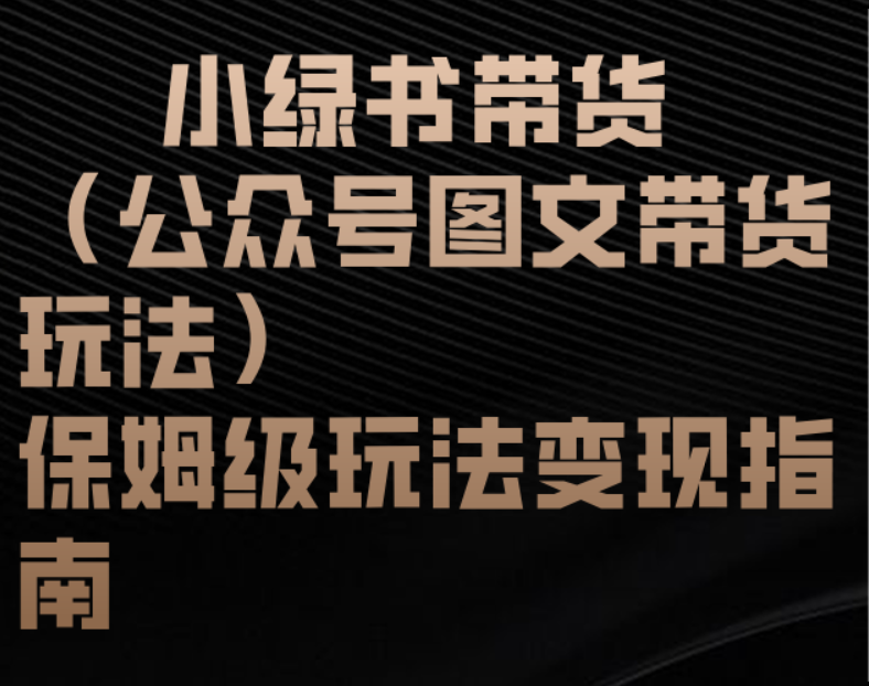 小绿书带货（公众号图文带货玩法）保姆级玩法变现指南-资源智库