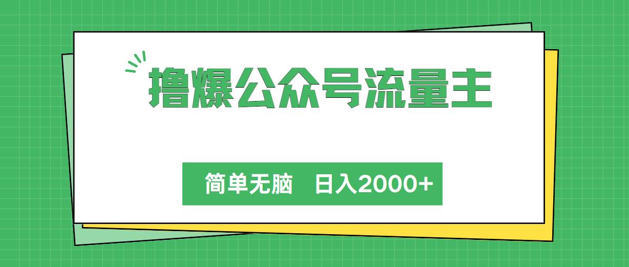 撸爆公众号流量主，简单无脑，单日变现2000+-资源智库