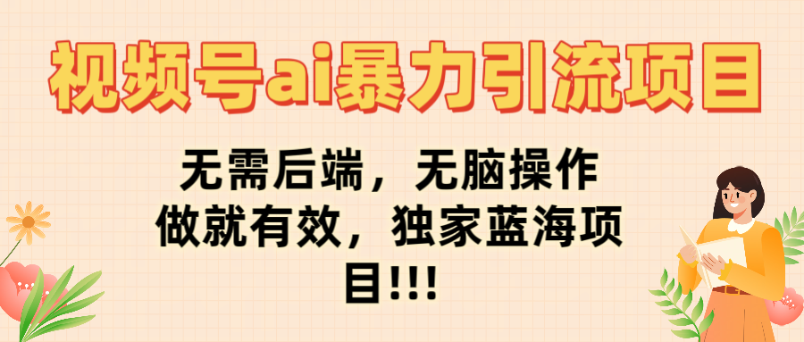 视频号ai暴力引流项目，无需后端，无脑操作，做就有效，独家蓝海项目!!!-资源智库