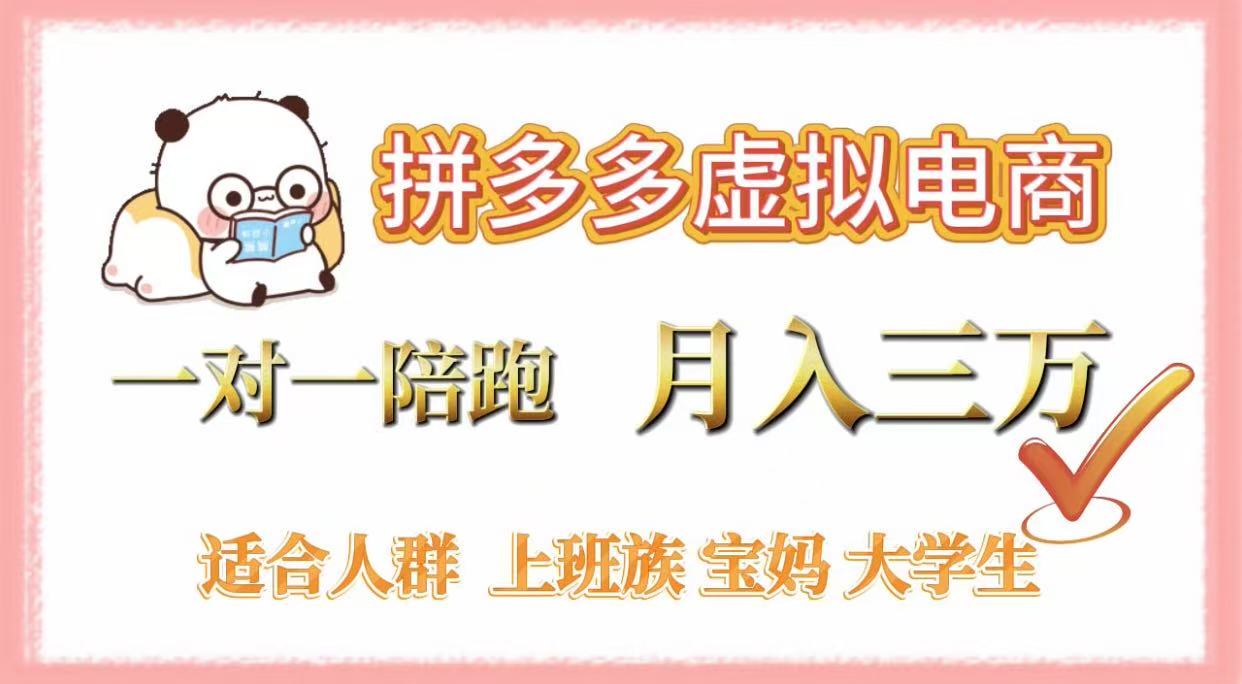 拼多多虚拟电商，一对一陪跑，月入3万，0囤货，轻资产，不发货-资源智库