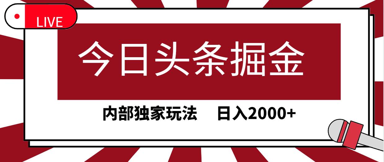今日头条掘金，30秒一篇文章，内部独家玩法，日入2000+-资源智库