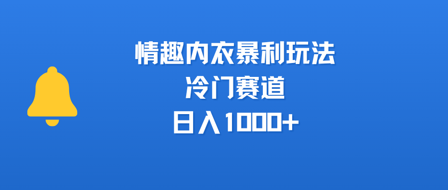 情趣内衣暴利玩法，冷门赛道，日入1000+-资源智库
