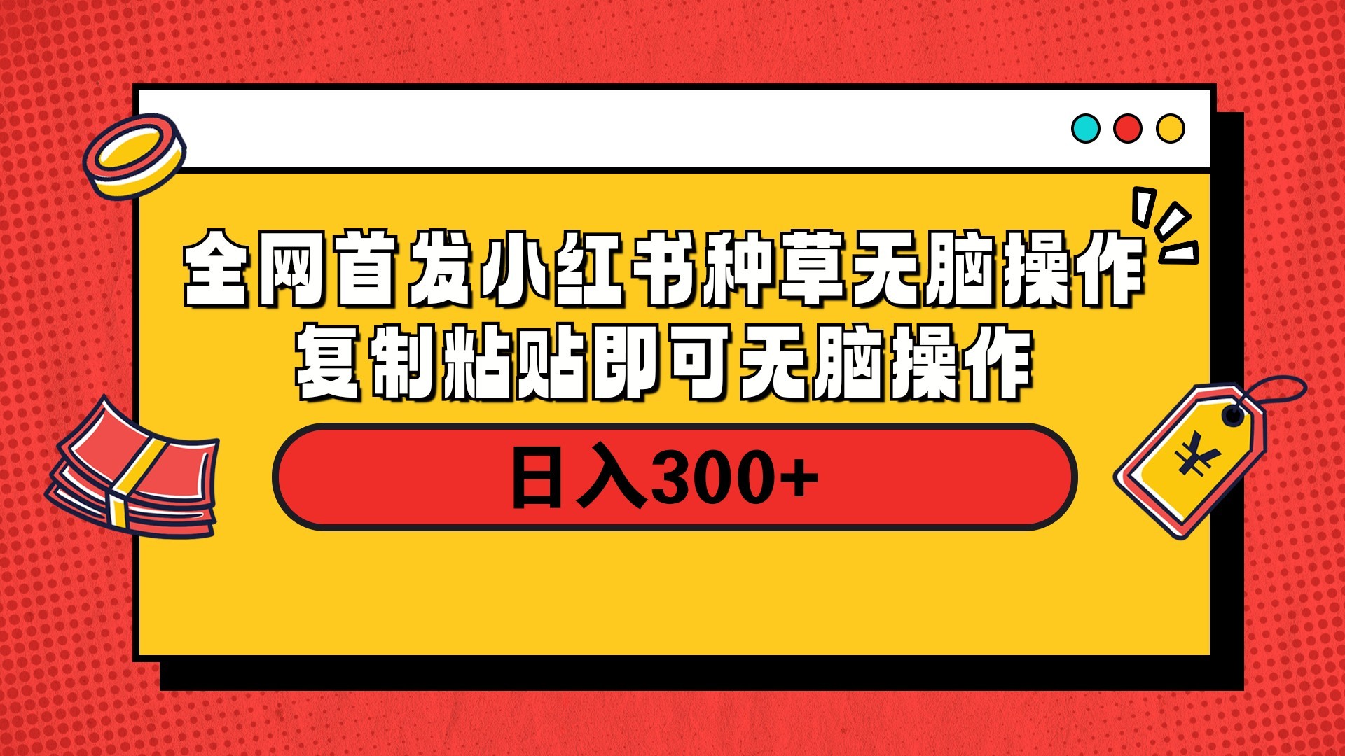 全网首发 小红书种草无脑操作复制黏贴即可 轻松日入300+-资源智库