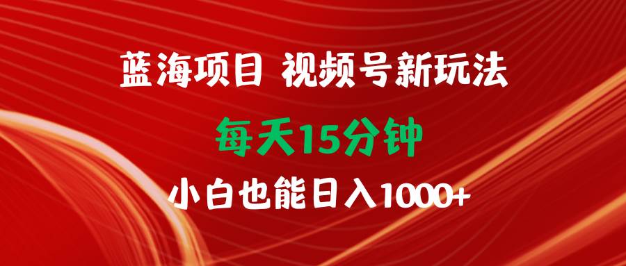 蓝海项目视频号新玩法 每天15分钟 小白也能日入1000+-资源智库