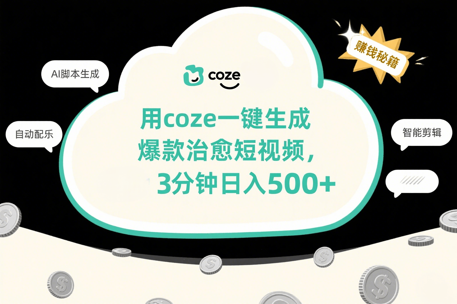 用coze一键生成爆款治愈短视频，3分钟日入500+-资源智库