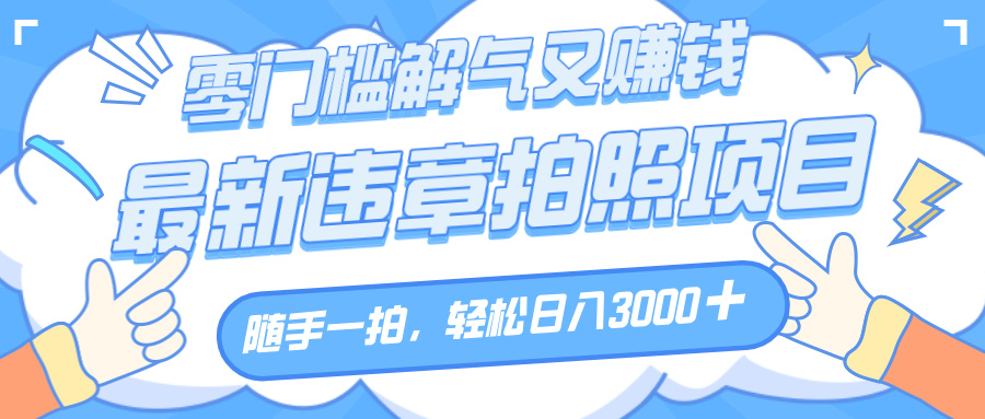 解气又赚钱的项目，随手一拍，轻松收入3000+，最新违章拍照赚钱-资源智库
