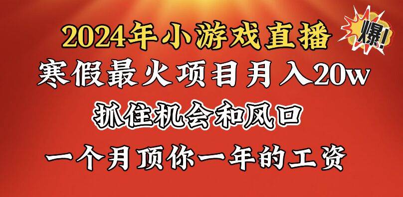 2024年寒假爆火项目,小游戏直播月入20w+,学会了之后你将翻身-资源智库