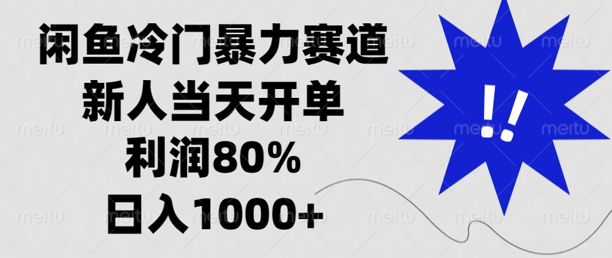 闲鱼冷门暴力赛道，利润80%，日入1000+新人当天开单，-资源智库
