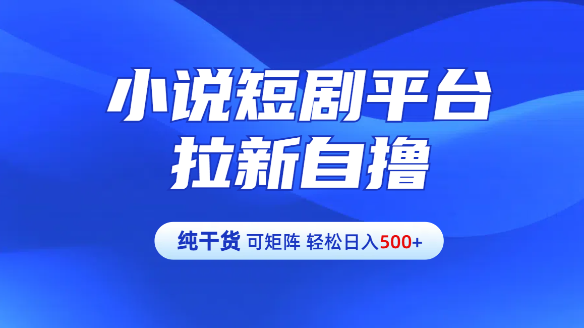 【纯干货】小说短剧平台拉新自撸玩法详解-单人轻松日入500+-资源智库