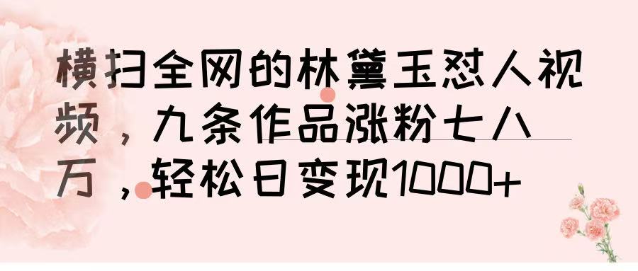 横扫全网的林黛玉怼人视频,九条作品涨粉七八万,轻松日变现 1000➕-资源智库