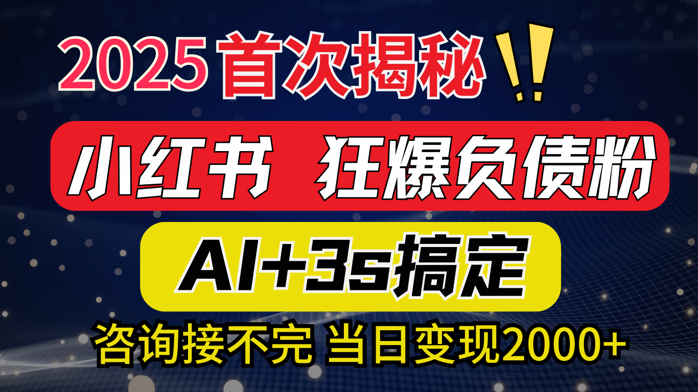2025引流天花板：最新小红书狂暴负债粉思路，咨询接不断，当日入2000+-资源智库
