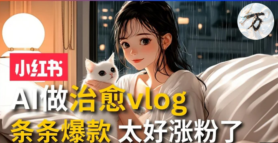 AI治愈系vlog动画视频，小红书7天 涨粉破千，商单报价1500+，0成本制作，日入2000+，有手就会 -资源智库