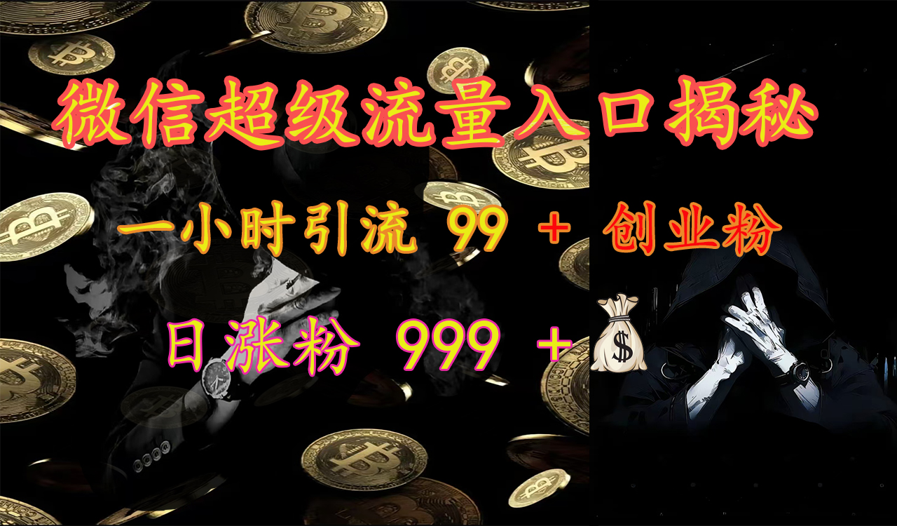 微信超级流量入口揭秘：一小时引流 99 + 创业粉，日涨粉 999 +【揭秘】-资源智库