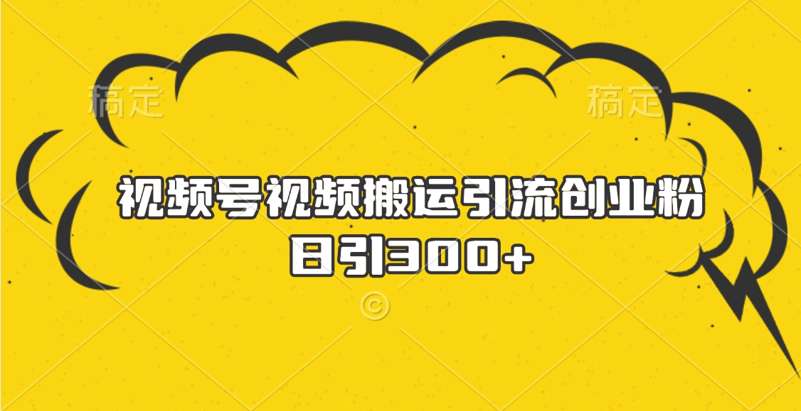 视频号视频搬运引流创业粉，日引300+-资源智库