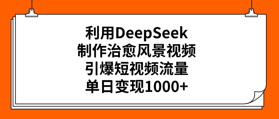 利用DeepSeek，制作治愈风景视频，引爆短视频流量，单日变现1000+-资源智库