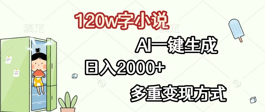120w字小说，AI一键生成，日入2000+，多重变现方式-资源智库