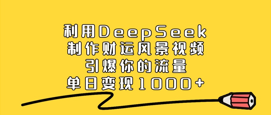 利用DeepSeek制作，财运风景视频，引爆你的流量，单日变现1000+-资源智库