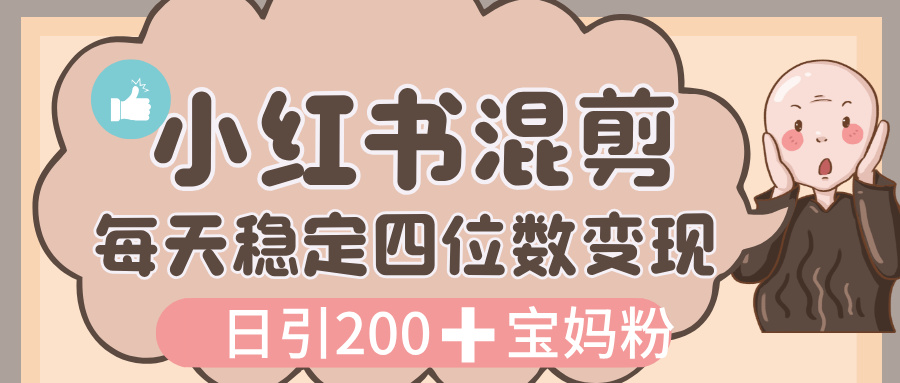 价值 3980 的小红书混剪, 虚拟变现,日引 200+宝妈创业粉,每天稳定四位数变现-资源智库