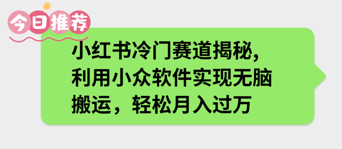 小红书冷门赛道揭秘,利用小众软件实现无脑搬运，轻松月入过万-资源智库