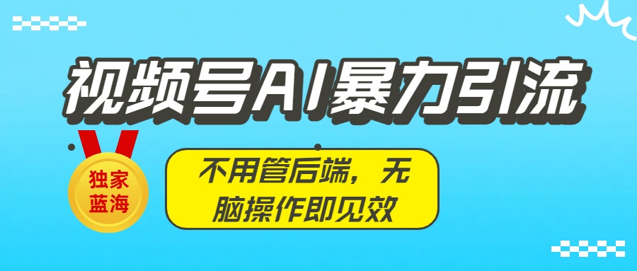 独家蓝海！视频号AI暴力引流：不用管后端，无脑操作即见效-资源智库