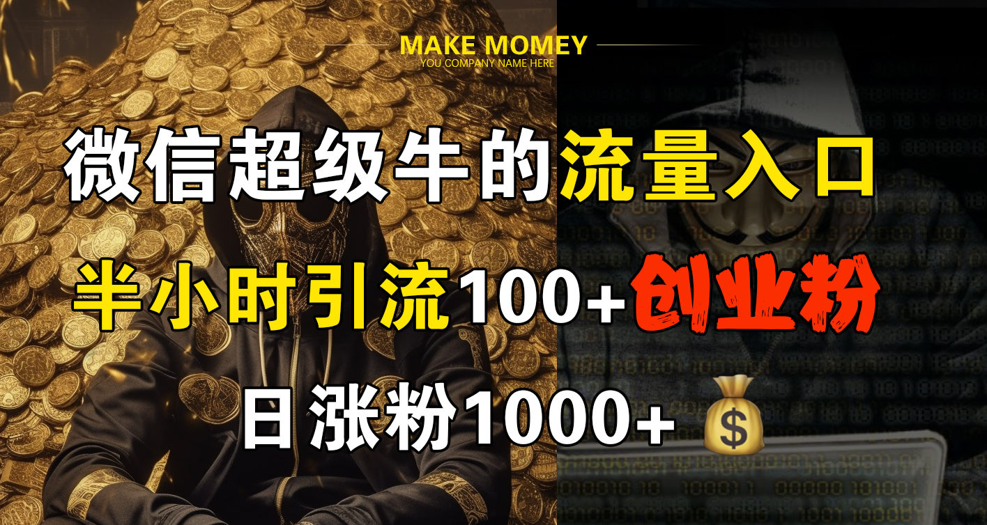 微信超级牛的流量入口，半小时引流100+创业粉，日涨粉1000+-资源智库