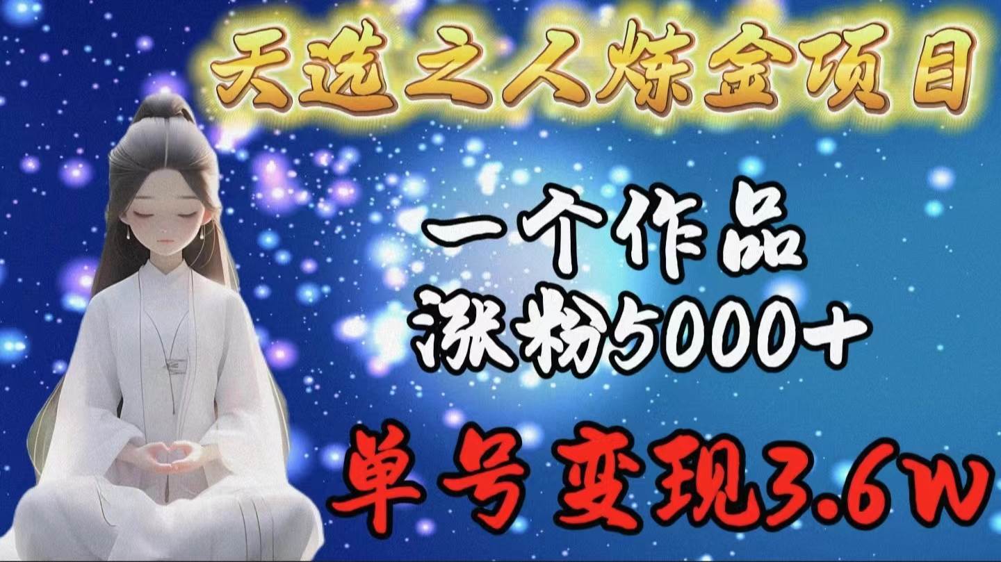 天选之人炼金项目，一个作品涨粉5000+，单号变现3.6w-资源智库