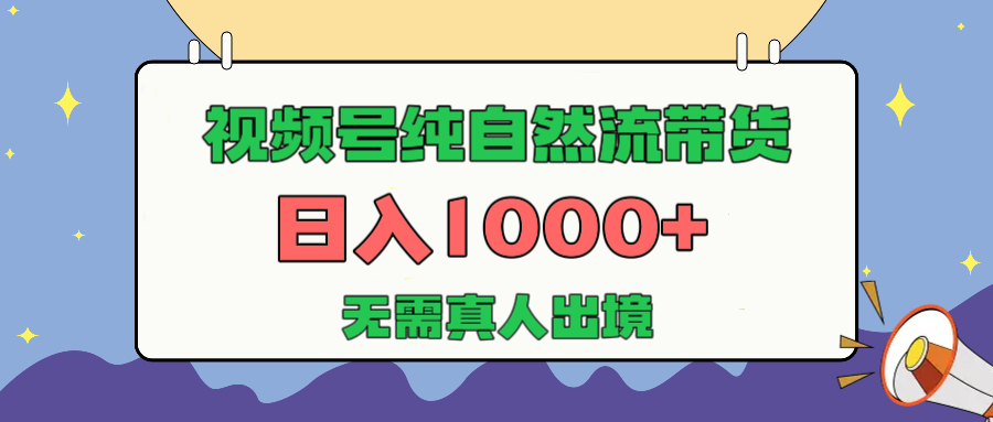 视频号纯自然流带货，日入1000+，无需真人出境，新手小白也可操作-资源智库