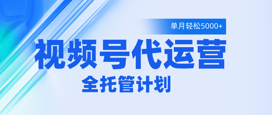 视频号代运营2.0,全程托管招募,单月轻松变现5000+-资源智库