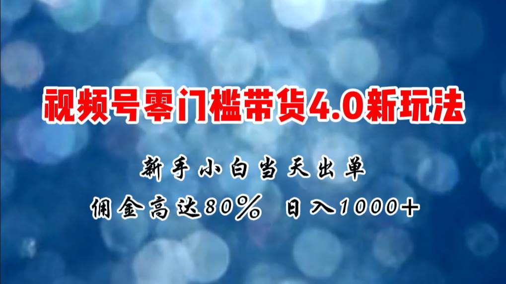 微信视频号零门槛带货4.0新玩法，新手小白当天见收益，日入1000+-资源智库