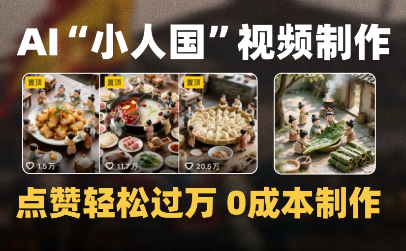 爆款1000W+微缩景观迷你小人国AI视频，0成本制作全流程教学-资源智库