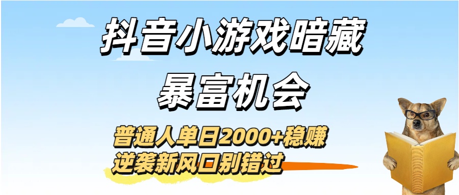 抖音小游戏暗藏暴富机会！普通人单日2000+稳赚，逆袭新风口别错过-资源智库