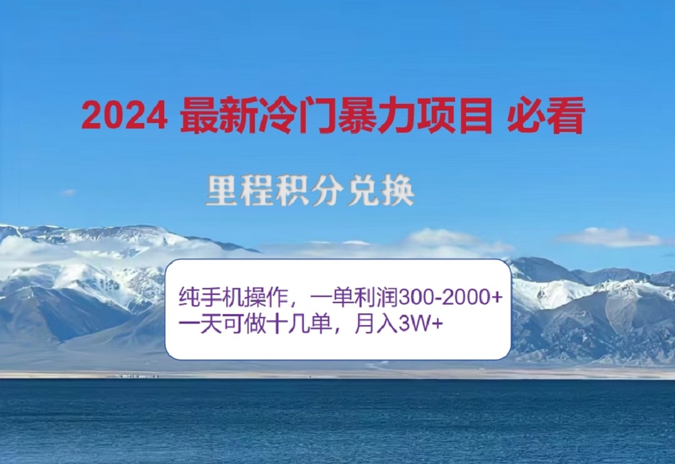 2024惊爆冷门暴利！出行高峰来袭，里程积分，高爆发期，一单300+—2000+，月入过万不是梦！-资源智库