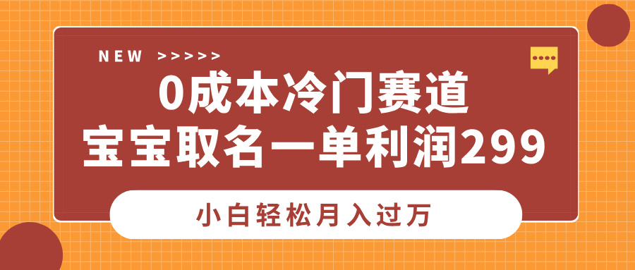 0成本冷门赛道，宝宝取名一单利润299，小白轻松月入过万-资源智库