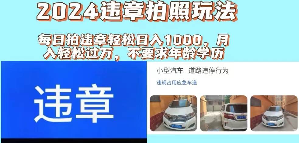 2024违章拍照新玩法，推广躺赚+拍照赚钱双模式，日入1000+-资源智库