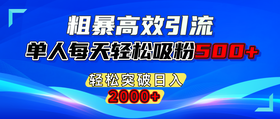 粗暴高效引流,单人每天轻松吸粉500+,轻松突破日入2000+-资源智库