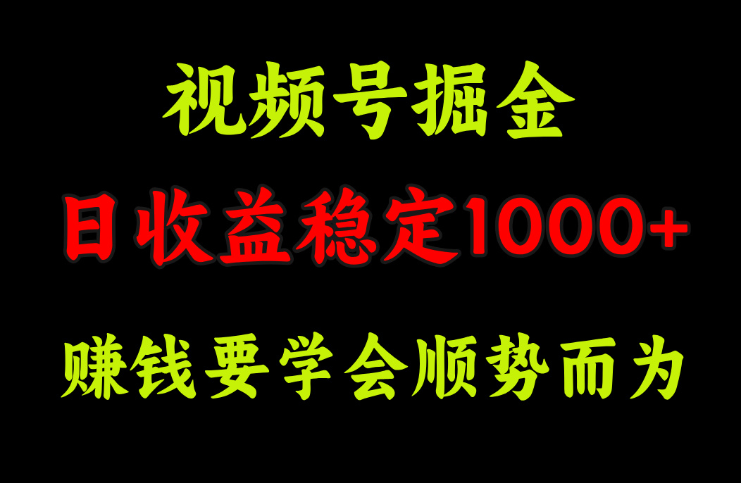 视频号掘金,单日收益稳定在1000+-资源智库