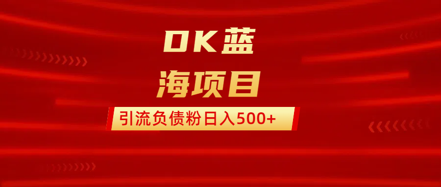 DK蓝海项目  通过，抖音，快手，小红书，引流负债粉日入500+-资源智库