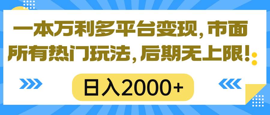 一本万利多平台变现，市面所有热门玩法，日入2000+，后期无上限！-资源智库