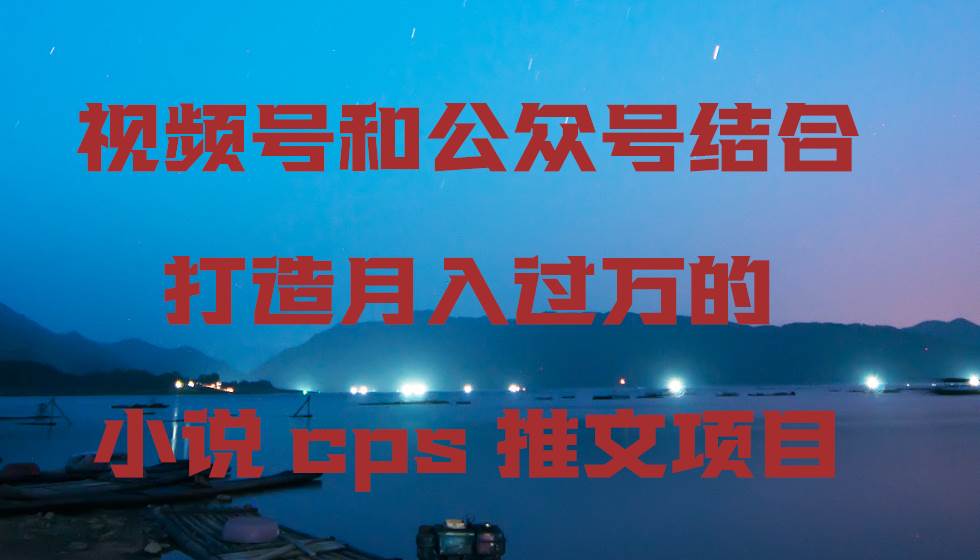视频号和公众号结合打造月入过万的小说cps推文项目-资源智库