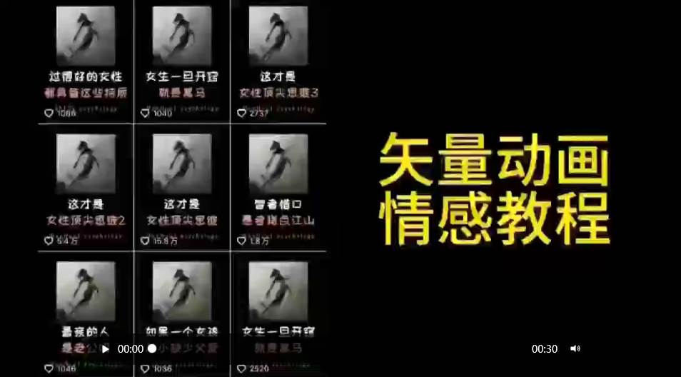 矢量动画情感教程：高点赞涨粉，适合情感、思维、创业教育等赛道-资源智库