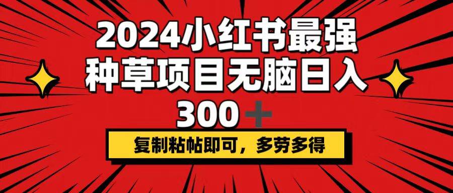 2024小红书最强种草项目，无脑日入300+，复制粘帖即可，多劳多得-资源智库