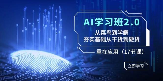 AI学习班2.0：从菜鸟到学霸，夯实基础从干货到硬货，重在应用（17节课）-资源智库