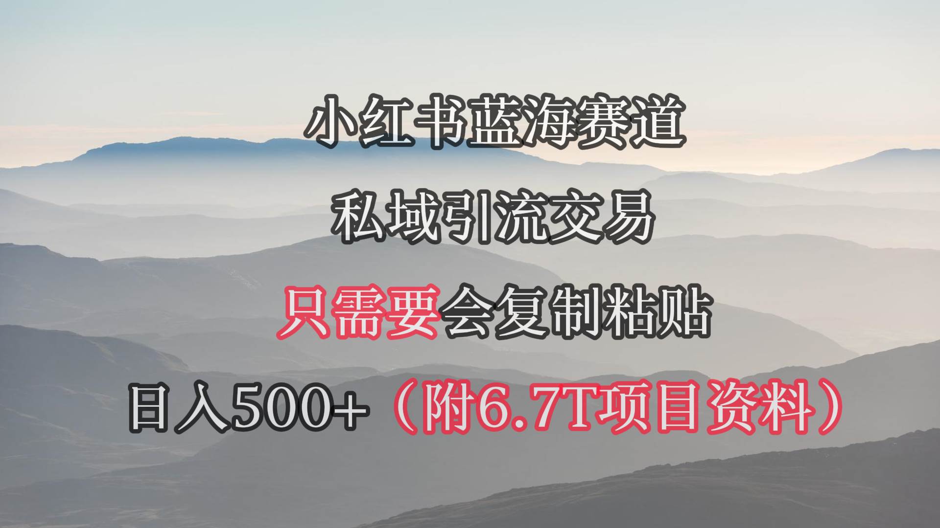 小红书短剧赛道，私域引流交易，会复制粘贴，日入500+（附6.7T短剧资源）-资源智库