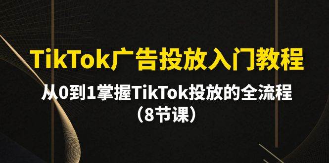 TikTok广告投放入门教程，从0到1掌握TikTok投放的全流程（8节课）-资源智库